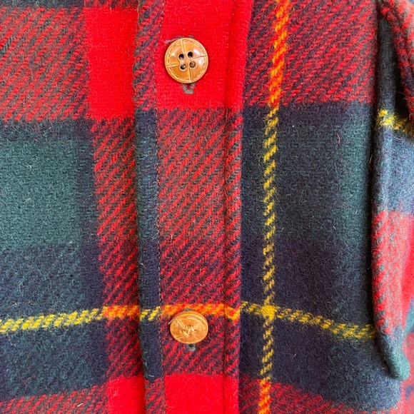 LOBO by PENDLETON Virgin Wool Red Tartan Plaid Suede Shooter Patch Men’s M USA!! - Picture 10 of 13
